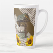 Sonnenblumenstreifen Latte Tasse Weißes Pferd (Rechts)