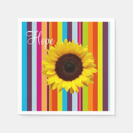 Sonnenblumenstreifen Papier Napkins Serviette (Vorderseite)