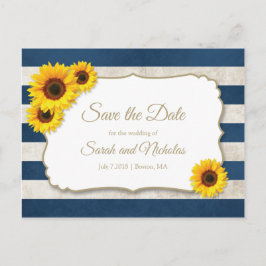 Sonnenblumenstreifen Save the Date, Hochzeit von N Ankündigungspostkarte