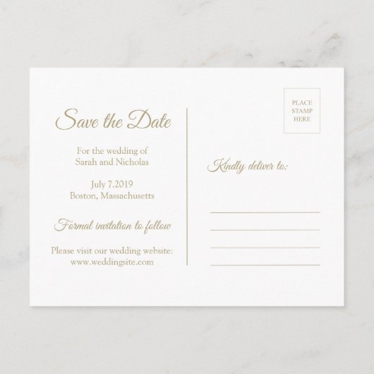 Sonnenblumenstreifen Save the Date, Hochzeit von N Ankündigungspostkarte (Rückseite)