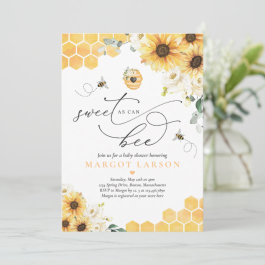 Sonnenblumensüße wie Babydusche Einladung (Stehend Vorderseite)