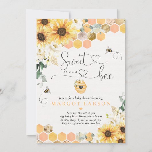 Sonnenblumensüße wie Babydusche Einladung (Vorderseite)