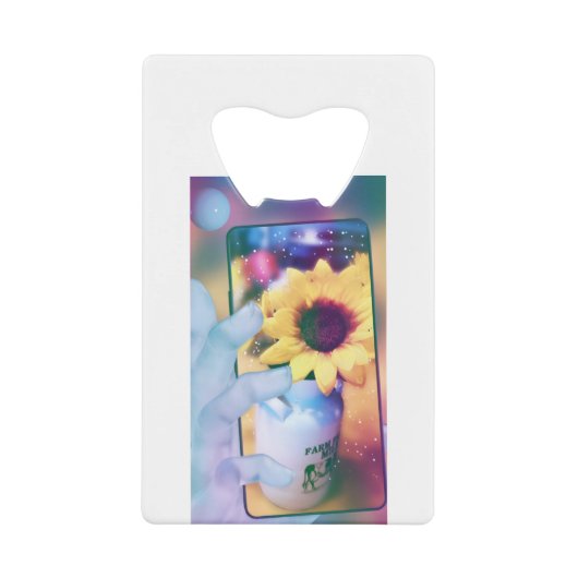 Sonnenblumentelefon Geldbeutel Flaschenöffner (Vorderseite)