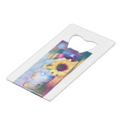 Sonnenblumentelefon Geldbeutel Flaschenöffner (Rückseite Schrägansicht)