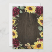 Sonnenblumentheater und Burgunder Rote Rose Hochze Einladung (Rückseite)