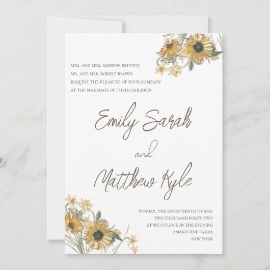 Sonnenblumenträume Einladung Hochzeitsfeiern (Vorderseite)