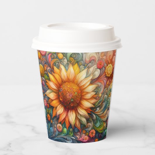 Sonnenblumenträume Pappbecher (Vorderseite)