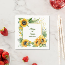 Sonnenblumenträume: Personalisierte Hochzeiten von Serviette