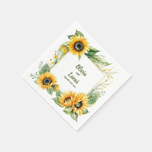 Sonnenblumenträume: Personalisierte Hochzeiten von Serviette (Ecke)