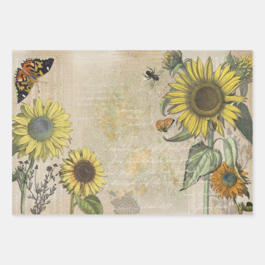 Sonnenblumenträume wackelnde Papierblätter Geschenkpapier Set (Vorderseite)