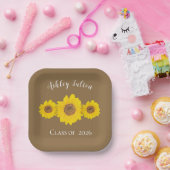 Sonnenblumentrio für Abschlüsse 2026 Pappteller (Party)