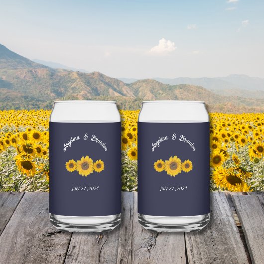 Sonnenblumentrio für Hochzeiten Dosenglas