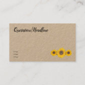 Sonnenblumentrio in rustikalem Kraft-Papier Visitenkarte (Rückseite)