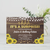 Sonnenblumenüberraschungen Paare duschen rustikale Einladung (Stehend Vorderseite)