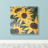 Sonnenblumenüberwurf Leinwanddruck (Insitu (Holzboden))