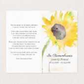 Sonnenblumenvase Beerdigungsgebet Visitenkarten (Außenseite Aufgefaltet)