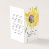 Sonnenblumenvase Beerdigungsgebet Visitenkarten (Vorderseite)