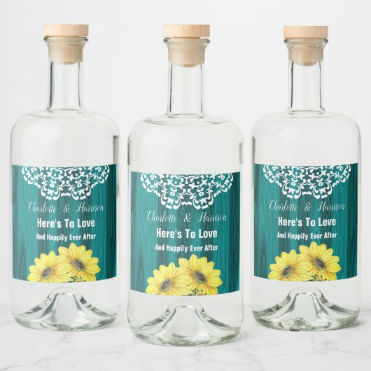 Sonnenblumenwald Spitzen Rustikaler Stall Alkoholflaschenetikett (Flaschen)