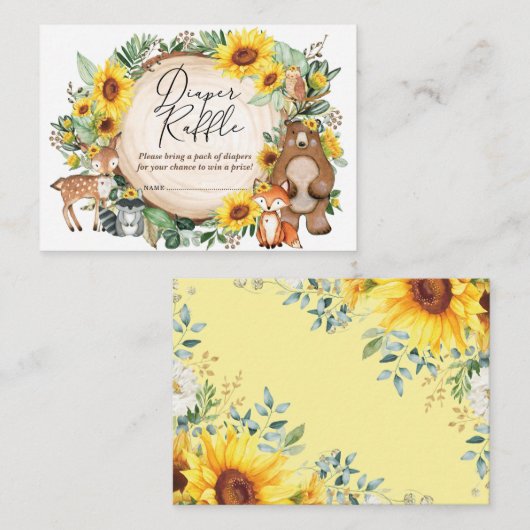 Sonnenblumenwald Waldtiere Windelwölfe Begleitkarte (Vorne/Hinten)