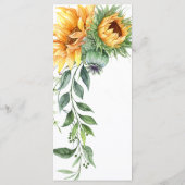 Sonnenblumenwasser Botanische Moderne Hochzeit Menükarte (Rückseite)