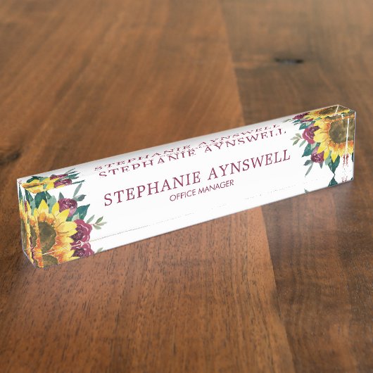 Sonnenblumenwasser Namensplakette (Seite)