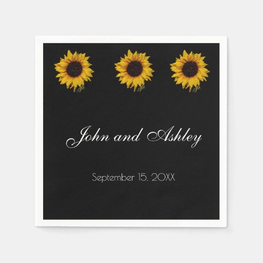 Sonnenblumenwassertropfen Hochzeit Serviette (Vorderseite)