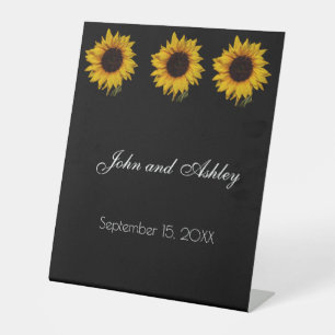 Sonnenblumenwassertropfen Hochzeit Sockelschild