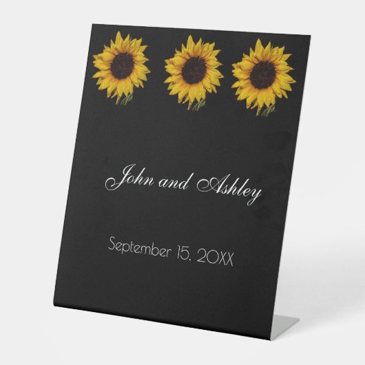 Sonnenblumenwassertropfen Hochzeit Sockelschild (Vorderseite)