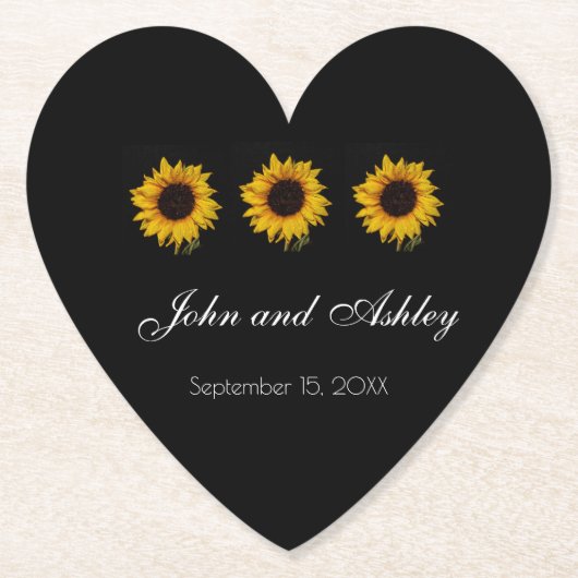 Sonnenblumenwassertropfen Hochzeit Untersetzer (Vorderseite)