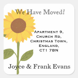Sonnenblumenwechsel bei Adressenaufklebern Quadratischer Aufkleber