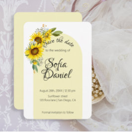 Sonnenblumenweiße Marschmöse elegant Save The Date