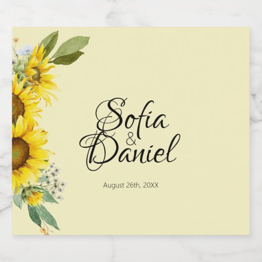 Sonnenblumenweiße Marschmöse elegant Schaumweinetikett (Einzelnes Label)