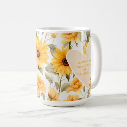 Sonnenblumenwrap der Inspirationsmutter Kaffeetasse (VorderseiteRechts)