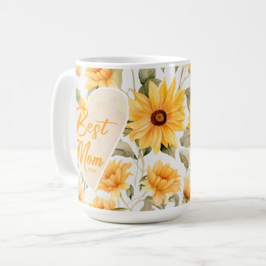 Sonnenblumenwrap der Inspirationsmutter Kaffeetasse (Vorderseite Links)