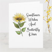 Sonnenblumenwünsche und Schmetterlingsküsse, Sonne Karte (Gelbe Blume)