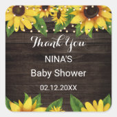 Sonnenblumenzange Danke klassische Rundung Quadratischer Aufkleber (Vorderseite)