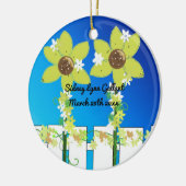 Sonnenblumenzaun Erste Weihnachtsfeier Keramik Ornament (Links)