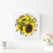 Sonnenblumenzeit Quadratische Wanduhr (Zuhause)