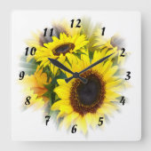Sonnenblumenzeit Quadratische Wanduhr (Vorderseite)