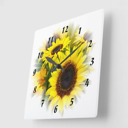 Sonnenblumenzeit Quadratische Wanduhr (Winkel)