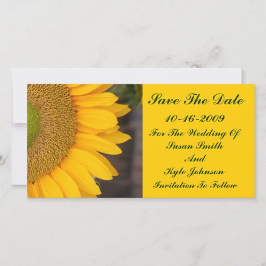 Sonnenblumenzentrum Blumenhochzeit retten Datum Save The Date (Vorderseite)