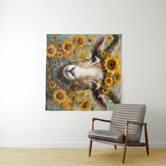 Sonnenblumenziege Wandteppich (Beispiel (Horizontal))