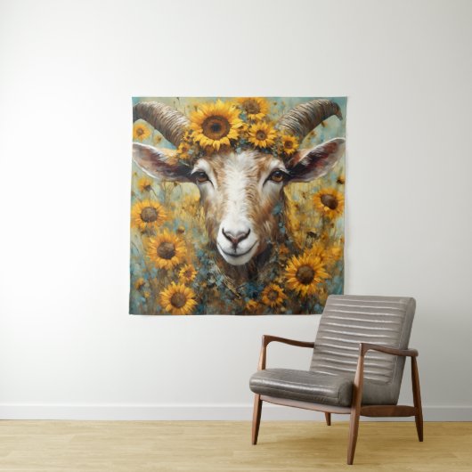 Sonnenblumenziege Wandteppich (Beispiel)