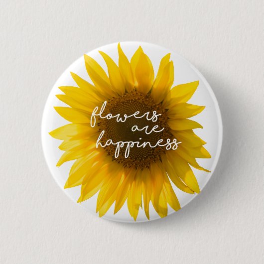 Sonnenblumenziffer "Blume sind glücklich" Button (Vorderseite)