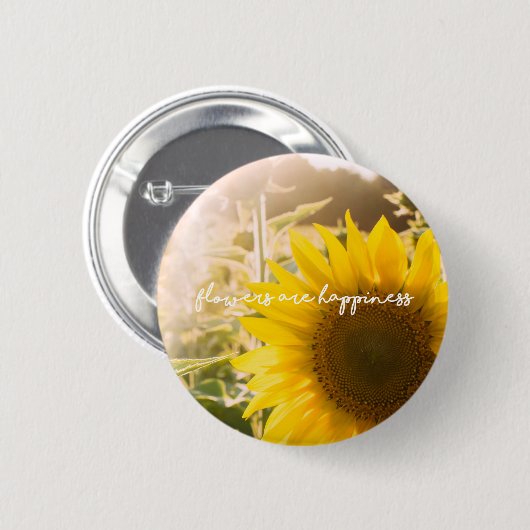 Sonnenblumenziffer "Blume sind glücklich" Button (Vorne & Hinten)