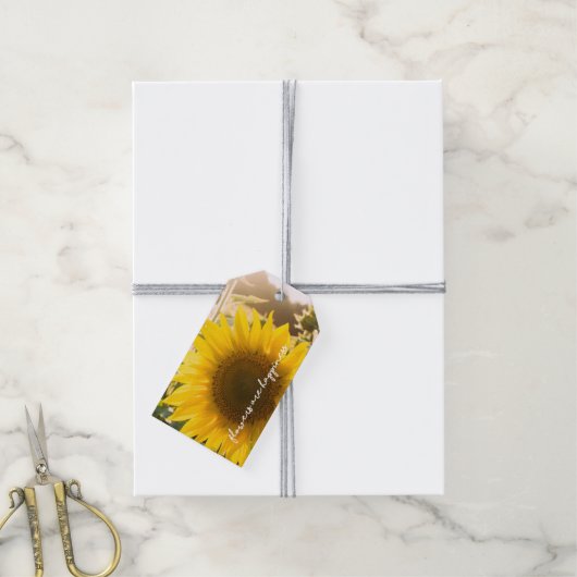 Sonnenblumenziffer "Blume sind glücklich" Geschenkanhänger (Mit Garn)