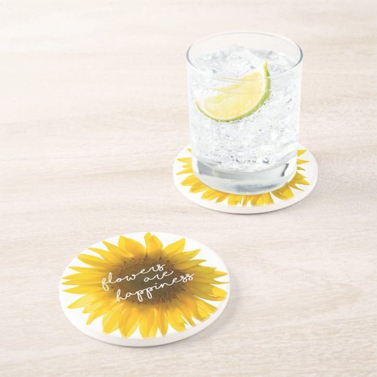 Sonnenblumenziffer "Blume sind glücklich" Getränkeuntersetzer (Seite)
