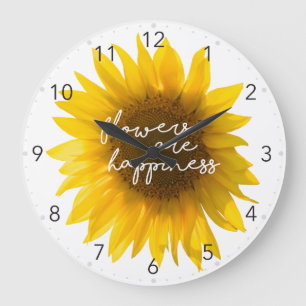 Sonnenblumenziffer "Blume sind glücklich" Große Wanduhr