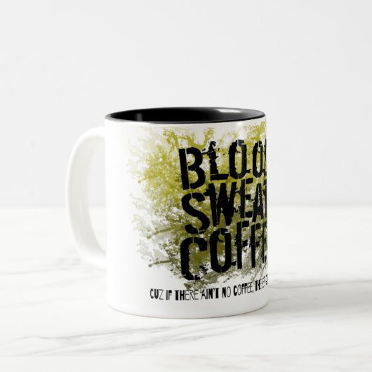 Sonnenblut Schweiß und Kaffee oder werden Tränen. Zweifarbige Tasse (Vorderseite Links)