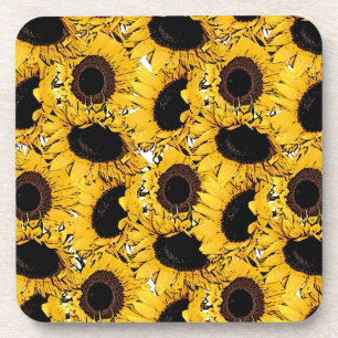 Sonnenblütenblätter schwimmen Meerestiere Gelb Getränkeuntersetzer